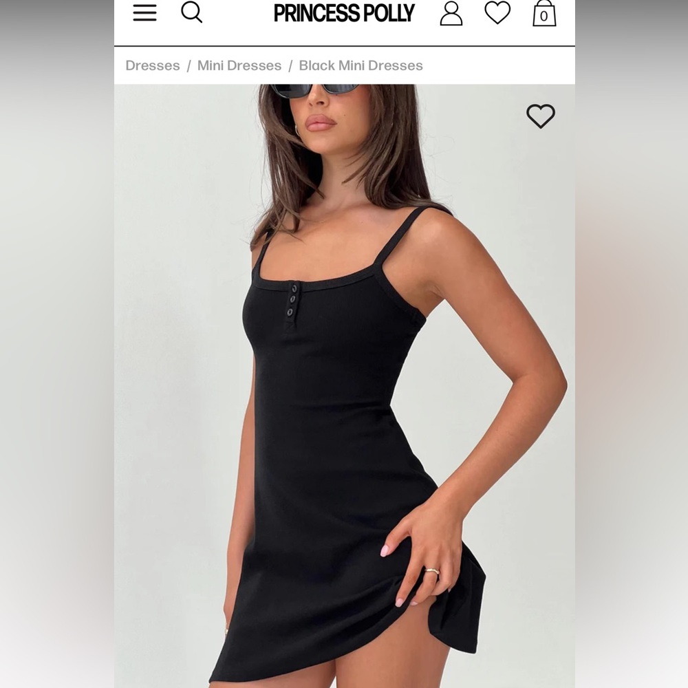 Princess Polly Baseline Rib Mini Dress Black